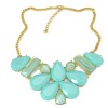 N-3048 New European Style Gold Plated Alloy Resin Acrylic Drop Square Choker Necklace