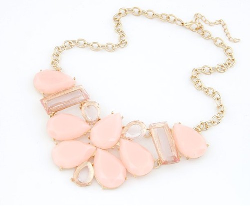 N-3048 New European Style Gold Plated Alloy Resin Acrylic Drop Square Choker Necklace