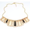 New Fashion Resin Gem Geometry Trapezoid Golden Metal Strip tassels Choker  Necklace N-4272