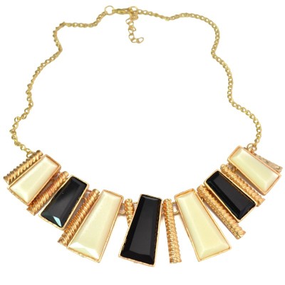 New Fashion Resin Gem Geometry Trapezoid Golden Metal Strip tassels Choker  Necklace N-4272