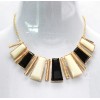 New Fashion Resin Gem Geometry Trapezoid Golden Metal Strip tassels Choker  Necklace N-4272