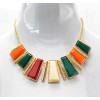 New Fashion Resin Gem Geometry Trapezoid Golden Metal Strip tassels Choker  Necklace N-4272