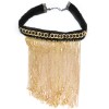 Gothic  Black Ribbon choker chain gold  tassels choker  Necklace adjustable N-1057