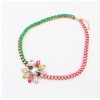 New Korean Style Gold  plated link ribbon chain crystal flower pendant Choker Necklace N-3041