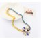 New Korean Style Gold  plated link ribbon chain crystal flower pendant Choker Necklace N-3041