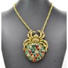 N-3414 New Fashion Style  Bronze Alloy Metal Colourful Crystal Spider Shape Pendant Necklace