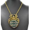 N-3414 New Fashion Style  Bronze Alloy Metal Colourful Crystal Spider Shape Pendant Necklace