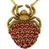 N-3414 New Fashion Style  Bronze Alloy Metal Colourful Crystal Spider Shape Pendant Necklace
