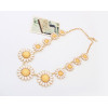 S-0079 New  Korea Stylle Summer joker Pink/Yellow/Blue Glazed Fresh and Sweet Sunflower gold Metal Necklace Ear Stud Earrings Set