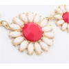 S-0079 New  Korea Stylle Summer joker Pink/Yellow/Blue Glazed Fresh and Sweet Sunflower gold Metal Necklace Ear Stud Earrings Set