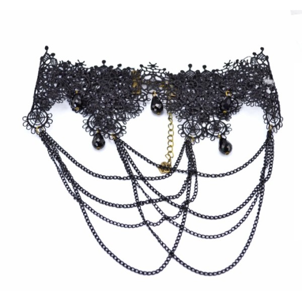New Coming Gothic Black Lace Pendant Choker Neckalce