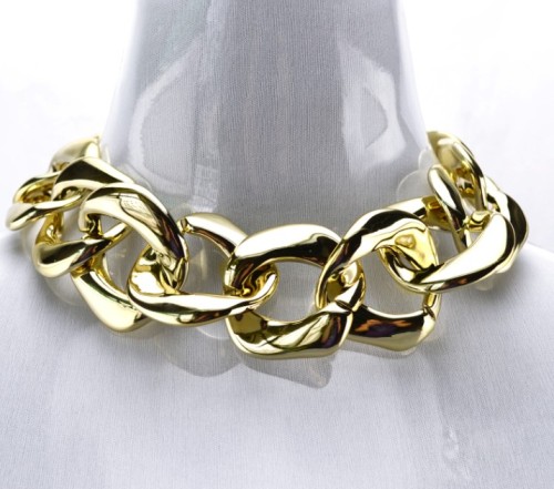 N-1619 New European Style  Exaggerated Simple Thick Gold Plated Alloy Choker Necklace