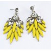 E-2112 New Coming Elegant  Silver Plated Alloy Leaf Crystal Dangle Earrings