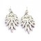 E-2112 New Coming Elegant  Silver Plated Alloy Leaf Crystal Dangle Earrings