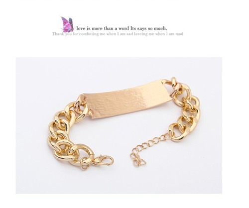 S-0080 NEW Lady Exaggerated Link Chain Golden Metal Necklace Brecelet Set