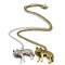N-3415 New arrival Gold/Silver Metal wolf Sliding pendant Necklace