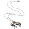N-3415 New arrival Gold/Silver Metal wolf Sliding pendant Necklace
