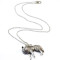 N-3415 New arrival Gold/Silver Metal wolf Sliding pendant Necklace