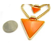 N-4273 European Punk Triangle Pendant Twins Layers Long Chain Necklace