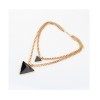 N-4273 European Punk Triangle Pendant Twins Layers Long Chain Necklace