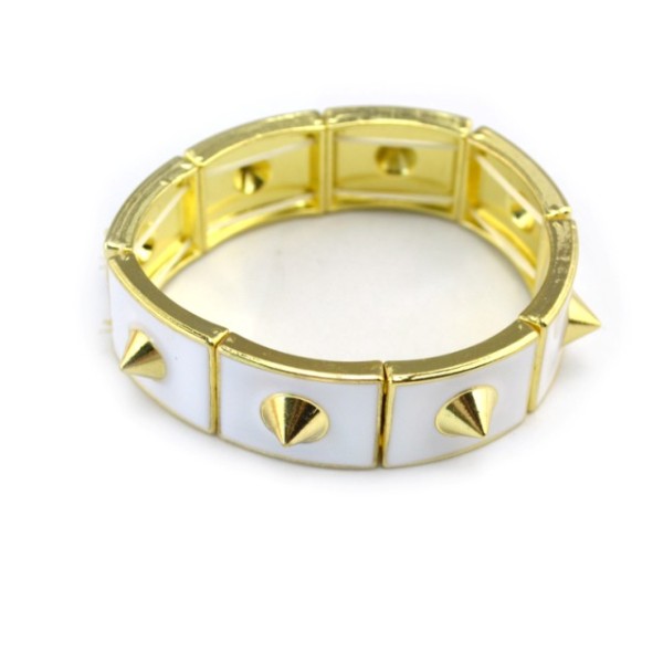 B-0314 New Arrive Gold-plated Drop Glaze Rivet Elastic Bangle