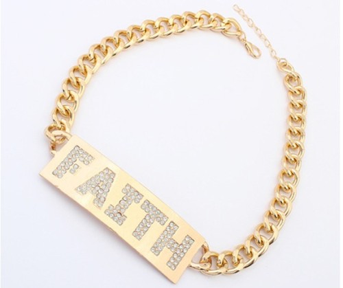 S-0080 NEW Lady Exaggerated Link Chain Golden Metal Necklace Brecelet Set