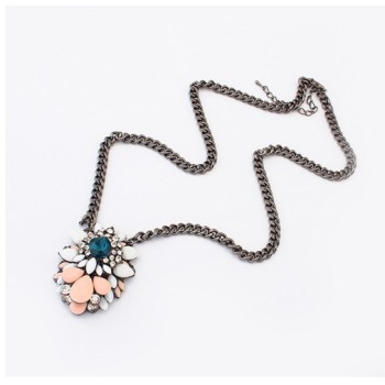 2013 New Brand Retro Crystal Flower Chain Pendant Necklace N-3052