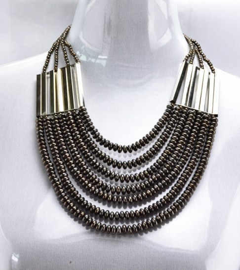 Hot Fashion Gun Black/Golden Chain Beads Pendants Choker Necklaces N-1358