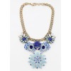 Vintage Style Metal Rhinestone Crystal Resin Gem Flower Pendants Choker Necklaces N-3055