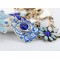 Vintage Style Metal Rhinestone Crystal Resin Gem Flower Pendants Choker Necklaces N-3055