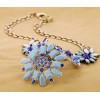 Vintage Style Metal Rhinestone Crystal Resin Gem Flower Pendants Choker Necklaces N-3055
