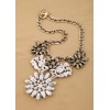 Vintage Style Metal Rhinestone Crystal Resin Gem Flower Pendants Choker Necklaces N-3055