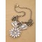 Vintage Style Metal Rhinestone Crystal Resin Gem Flower Pendants Choker Necklaces N-3055