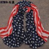 New European Style Fashion star stripe flag design  chiffon scarf 150cm*65cm C-0036