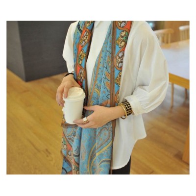 Elegent Fashion Vintagecashew nut  Paisley Print Long Voile Fabric Slik Soft Scarf C-0040