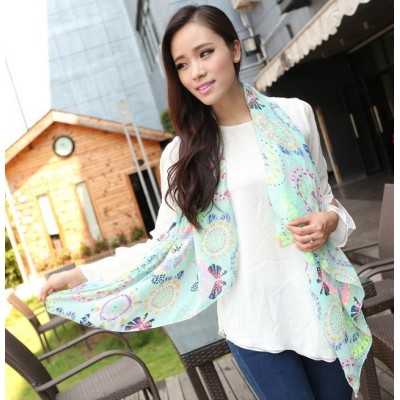 Fashion Colorful Heart-shaped flowers butterflies dragonflies graffiti Scarves Wrap for Women C-0048