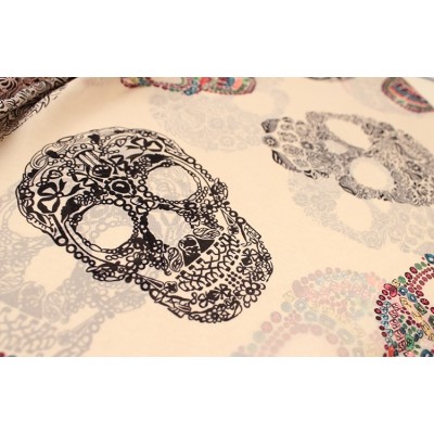 New Style skull beige/pink color chiffon Long shawl  dual action scarf C-0043