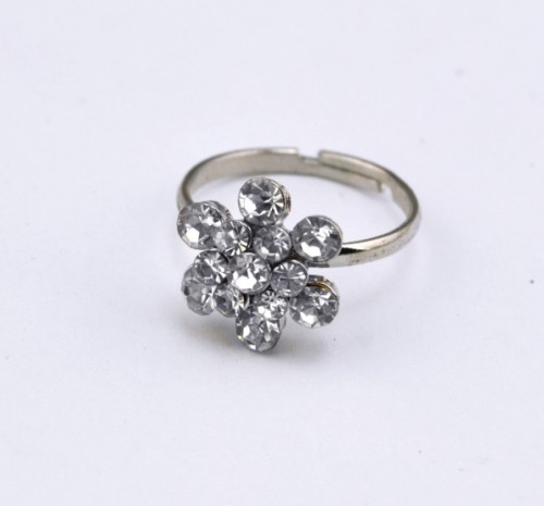 Charms Jewelry Silver Plated alloy rhinestone small flower ring adjustable