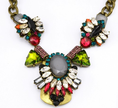 2013 New Brand Retro Crystal Flower Chain Pendant Necklace N-3058