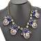 New European style Exaggerated  Bronze Alloy royalblue crystal roumd buttons Necklace N-3059