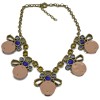 New European style Exaggerated  Bronze Alloy royalblue crystal roumd buttons Necklace N-3059