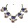 New European style Exaggerated  Bronze Alloy royalblue crystal roumd buttons Necklace N-3059