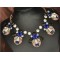 New European style Exaggerated  Bronze Alloy royalblue crystal roumd buttons Necklace N-3059