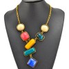 vintage style golden metal resin gem candy pendant necklace N-3067