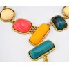 vintage style golden metal resin gem candy pendant necklace N-3067