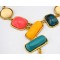 vintage style golden metal resin gem candy pendant necklace N-3067