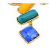 vintage style golden metal resin gem candy pendant necklace N-3067