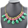 Europe vintage style bronze alloy resin gem tassels rhinestone pendant necklace N-3065