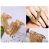 R-1091 Europe Style gold plated alloy tassels double fingers opened ring