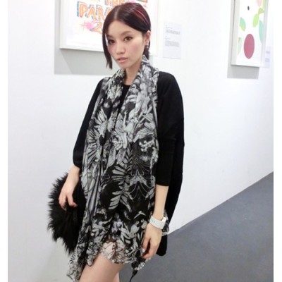 Big angel skeleton large black-and-white stereo tassel design manual clasp chiffon scarf shawl C-0050